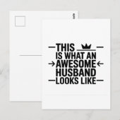 Carte Postale Graphisme de typographie Awesome Husband (Devant / Derrière)
