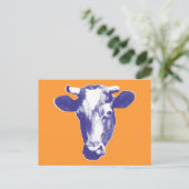 Carte Postale Graphisme de vache en pop art violet (Debout devant)
