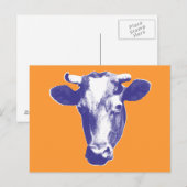 Carte Postale Graphisme de vache en pop art violet (Devant / Derrière)