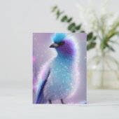 Carte Postale Graphisme d'Oiseau Fluffy Bleu Cute (Debout devant)