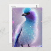 Carte Postale Graphisme d'Oiseau Fluffy Bleu Cute (Devant / Derrière)