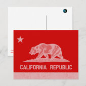 Carte Postale Graphisme du drapeau à l'ours de Californie classi (Devant / Derrière)