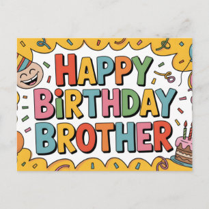 Carte Postale Graphisme "Joyeux Anniversaire Frère" joyeux