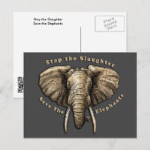 Carte Postale Graphisme Sauver les Éléphants (Devant / Derrière)