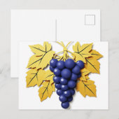 Carte Postale Grappe de Raisins de Style Découpé avec Élégance (Devant / Derrière)