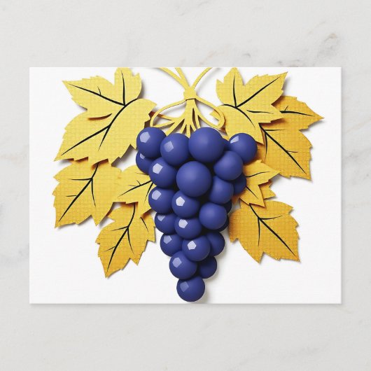 Carte Postale Grappe de Raisins de Style Découpé avec Élégance (Devant)