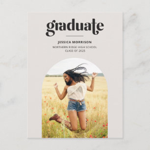 Carte Postale Gras 2025 Graduate Neutre Gris Photo Graduation