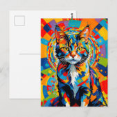 Carte Postale Gras Abstrait Cat Art (Devant / Derrière)