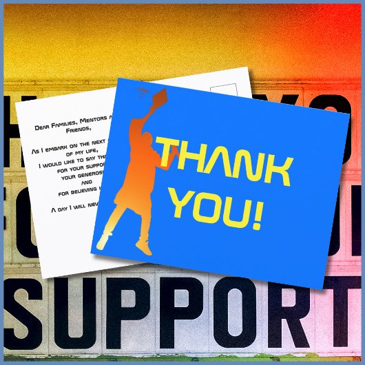 Carte Postale Gras Bleu Moderne Tech Graduation