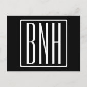 Carte Postale Gras moderne 3 initiales Monogramme | Blanc sur no (Devant)