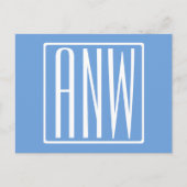 Carte Postale Gras moderne 3 initiales Monogramme | Bleu doux (Devant)