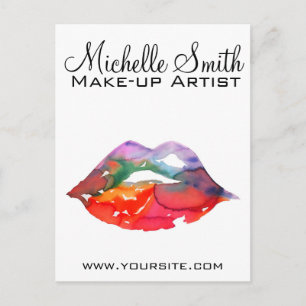 Carte Postale Gras Rainbow Lips Aquarelle Dessin maquillage beau