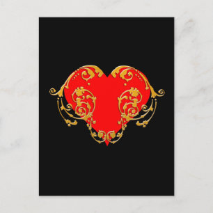Carte Postale Gras Romantique Saint Valentin Rouge Goth Coeur