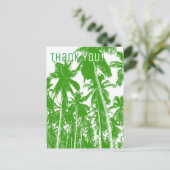 Carte Postale Gras Tropical Palm Trees Motif & Merci (Debout devant)