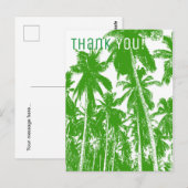 Carte Postale Gras Tropical Palm Trees Motif & Merci (Devant / Derrière)