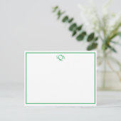 Carte Postale Grass vert et blanc Monogramme note plat (Debout devant)