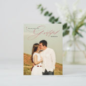 Carte Postale Grateful Red Calligraphy Chic Full Photo Holiday (Debout devant)