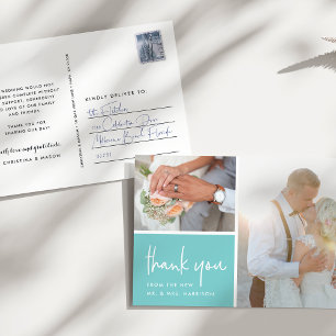 Carte Postale Gratitude à Aqua Merci photo Mariage