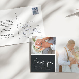 Carte Postale Gratitude au charbon de bois   Merci photo Mariage