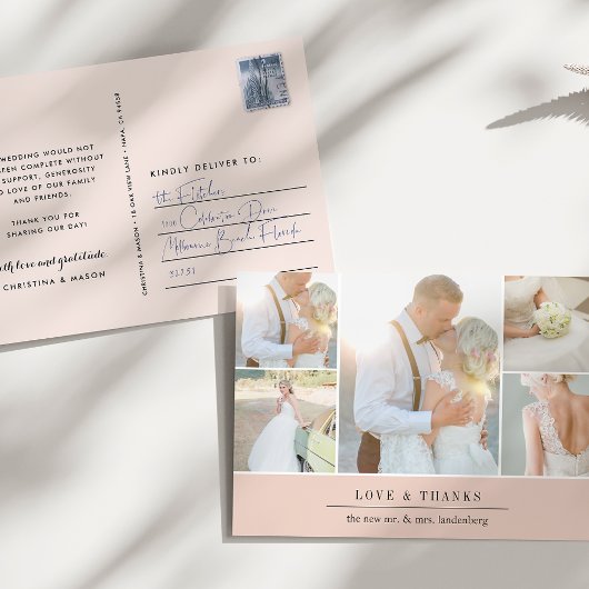 Carte Postale Gratitude chic | Mariage Photo Collage Merci