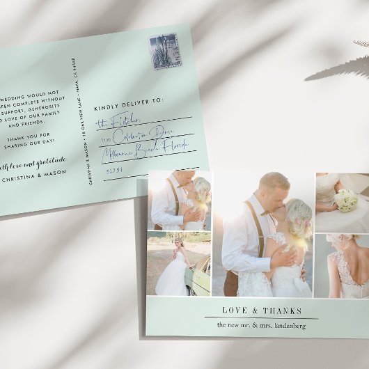Carte Postale Gratitude chic | Mariage Photo Collage Merci