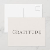 Carte Postale Gratitude – Conception de typographie minimale (Devant / Derrière)