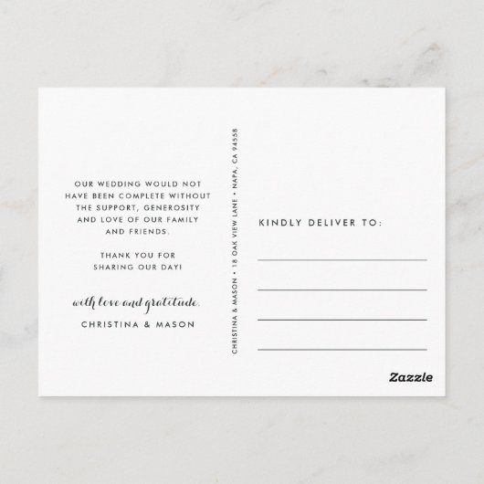 Carte Postale Gratitude moderne | Mariage Photo Collage Merci (Dos)