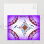 Carte Postale "Gratitude Peace Love Unite" Mandala Art Imprimer (Devant / Derrière)