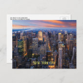 Carte Postale Gratte-ciel de New York au crépuscule (Devant / Derrière)