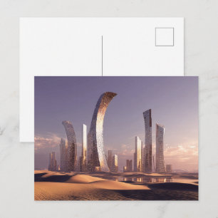Carte Postale Gratte-ciel surréalistes futuristes dans un paysag