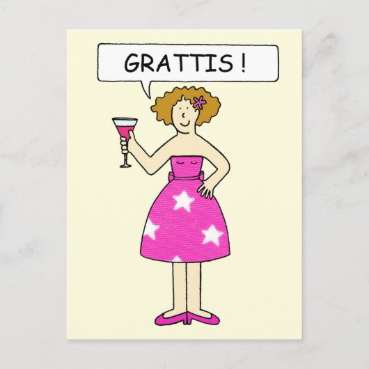 Carte Postale Grattis Félicitations en suédois (Devant)