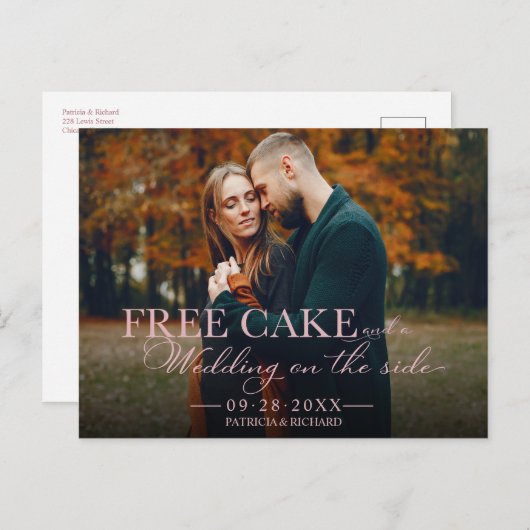 Carte Postale Gratuit Gâteau Mariage Drôle Enregistrer La Date P (Devant / Derrière)