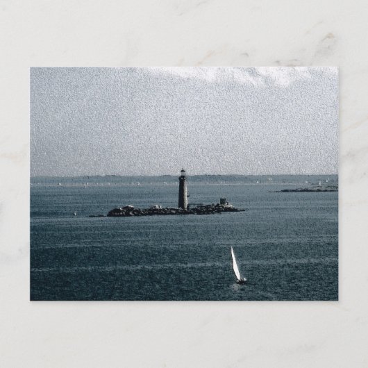 Carte Postale Graves Light dans le port de Boston (Devant)