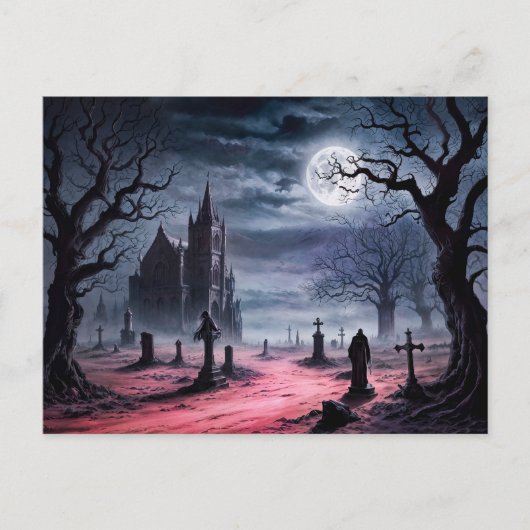Carte Postale Graveyard gothique sous Pleine lune (Devant)