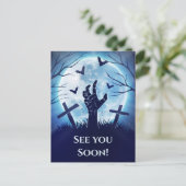 Carte Postale Graveyard Zombie éffrayant (bleu minuit) (Debout devant)