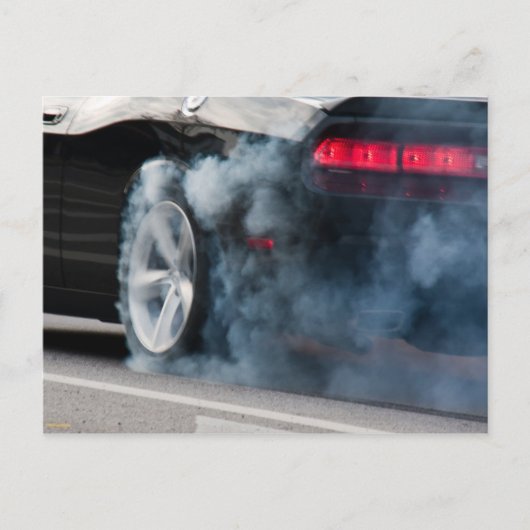 Carte Postale Gravure de voiture noire (Devant)