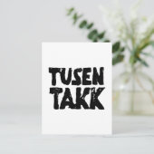 Carte Postale Gravure sur linoléum noir et blanc « Merci » norvé (Debout devant)