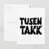 Carte Postale Gravure sur linoléum noir et blanc « Merci » norvé (Devant / Derrière)