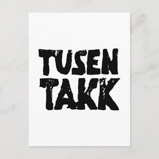 Carte Postale Gravure sur linoléum noir et blanc « Merci » norvé (Devant)