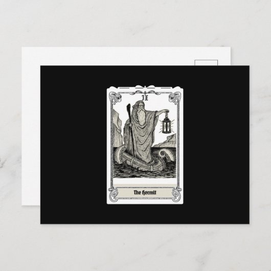 Carte Postale gravure tarot The Hermit IX (Devant / Derrière)