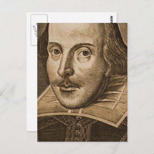 Carte Postale Gravures de Droeshout de Shakespeare (Devant / Derrière)