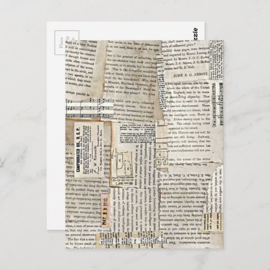 Carte Postale Gravures papier vintages - Verticales (Devant / Derrière)