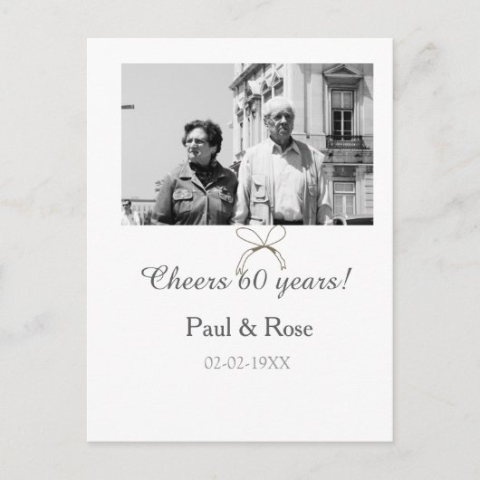 Carte Postale Gray bow cheers to 60 years anniversary wedding (Devant)
