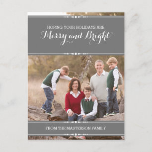 Carte postale Gray Simply Chic Holiday Photo