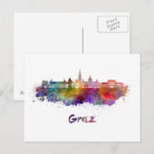 Carte Postale Graz skyline in watercolor (Devant / Derrière)