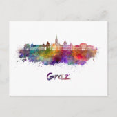 Carte Postale Graz skyline in watercolor (Devant)