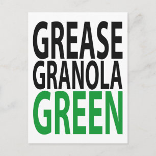 Carte Postale grease, granola, GREEN!