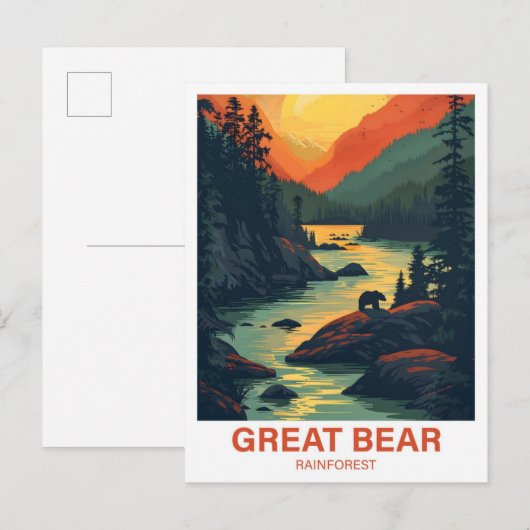 Carte Postale Great Bear Rainforest Canada Illustration Voyage (Devant / Derrière)