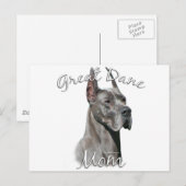 Carte Postale Great Dane (bleu) Maman 2 (Devant / Derrière)