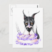 Carte Postale Great Dane Mantle gâteau d'anniversaire (Devant / Derrière)